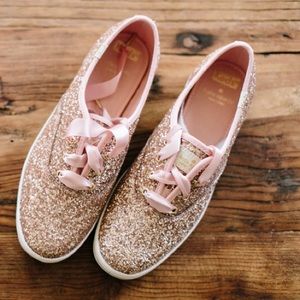 KEDS X KATE SPADE ROSE GOLD GLITTER SNEAKERS